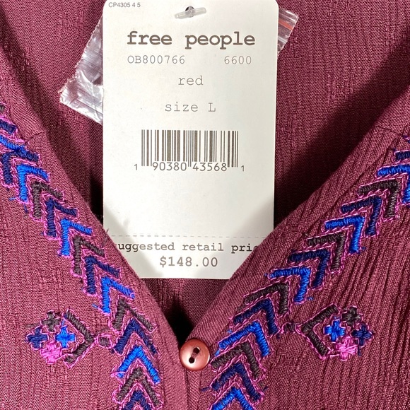 NWT Free People Arianna Boho Tunic in Plum Red. Size L - Picture 6 of 6